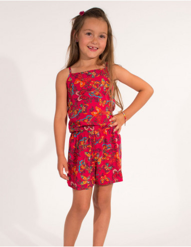 Combi Short Fille Viscose A Bretelles