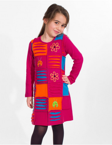 Robe maille coton multi patch brodé