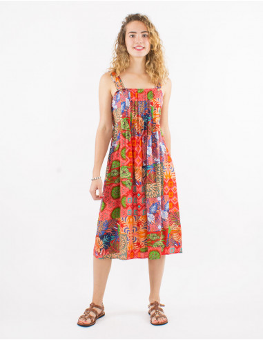 Robe viscose bretelles larges imprime...