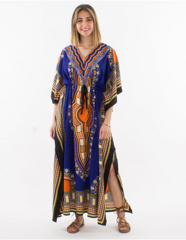 Robe longue polyester Kaftan imprimé...