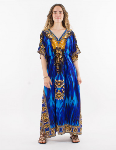 Robe longue polyester Kaftan imprime...