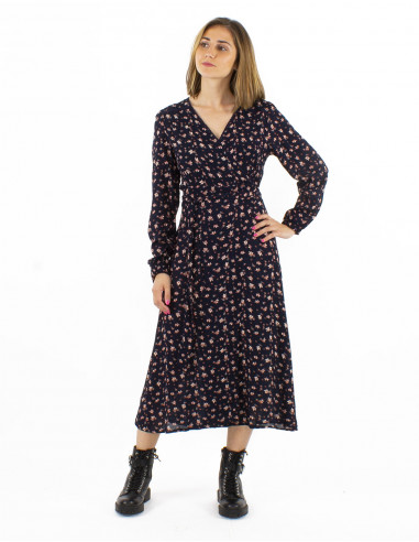 Robe longue crêpe de viscose imprimé Lys